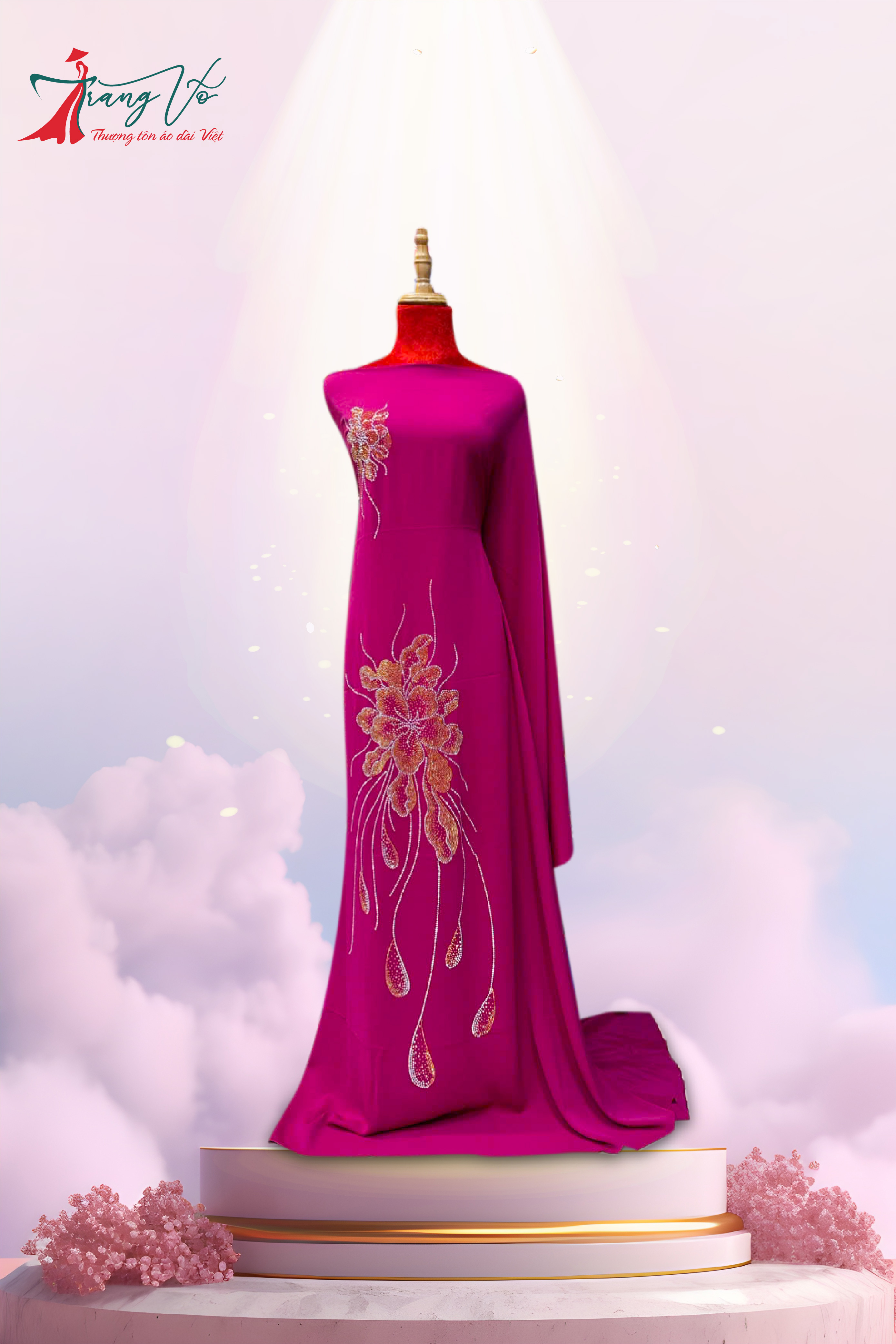 LỤA ÉP ĐÁ HỌA TIẾT HOA SẮC TÍM #08112406